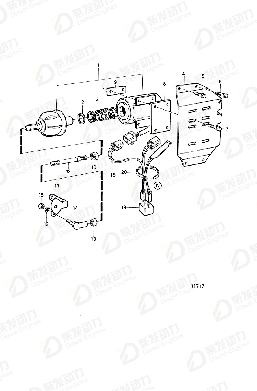 volvo penta Control rod 863643 Drawing